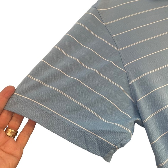 Nike Golf Dri fit men’s XL collard golf shirt blue and white striped great cond - Picture 4 of 6